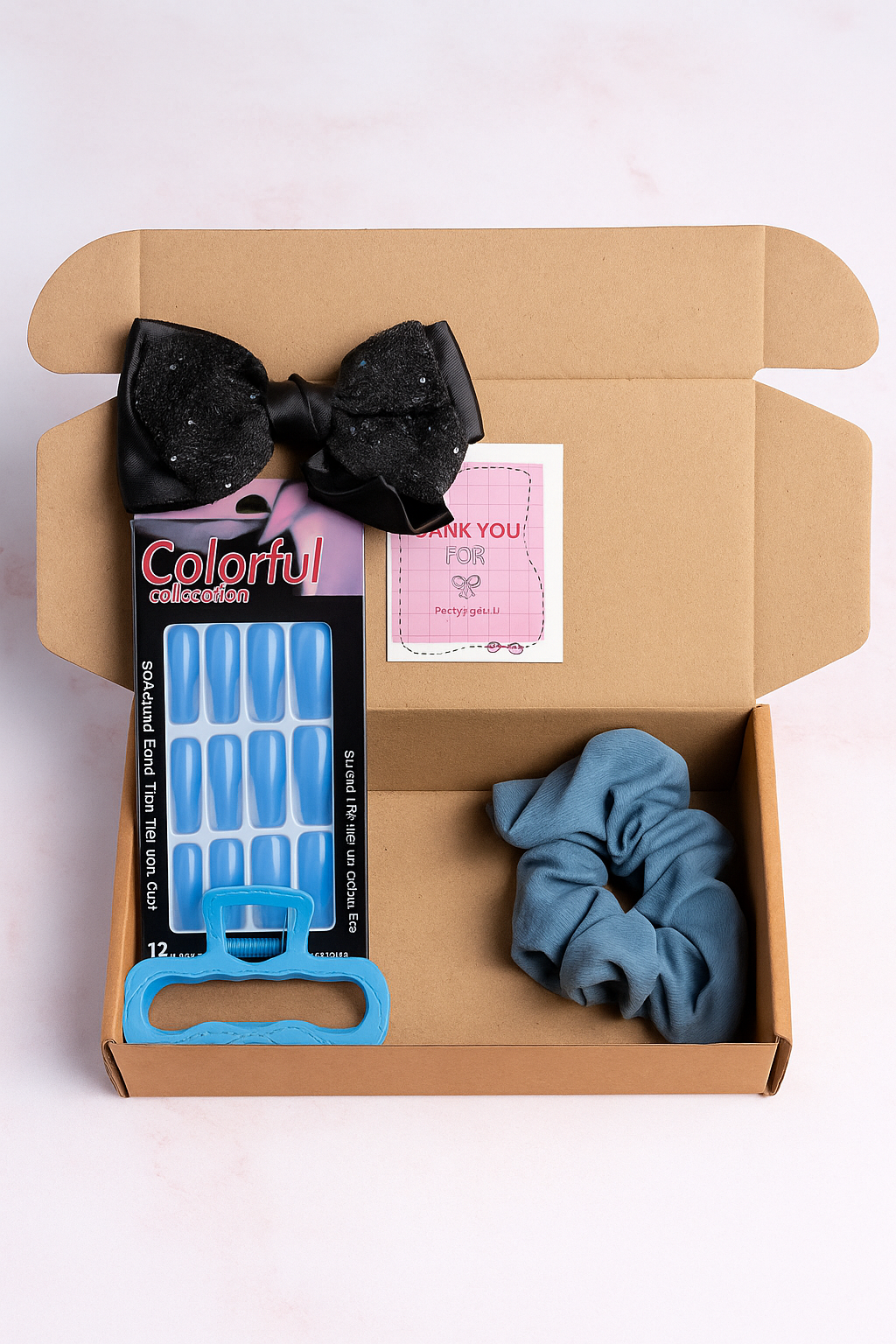 ✨ Style in a Box ✨ 🎀 Bow • 💅 Nails • 🤍 Scrunchie Your instant glam kit! 💖